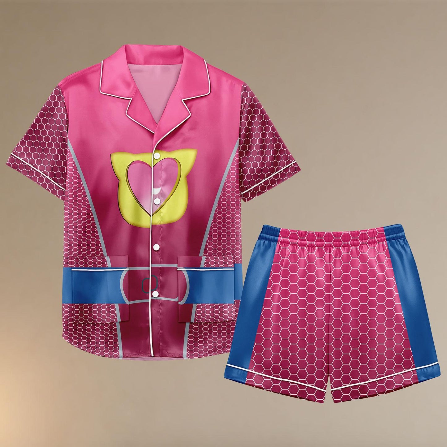 Ginny SuperKitties Satin Pajamas, Ginny Cat Costume PJs for Girls, Cartoon Short Pajama Set, Gift for Her, Ginny Costume Sleepwear