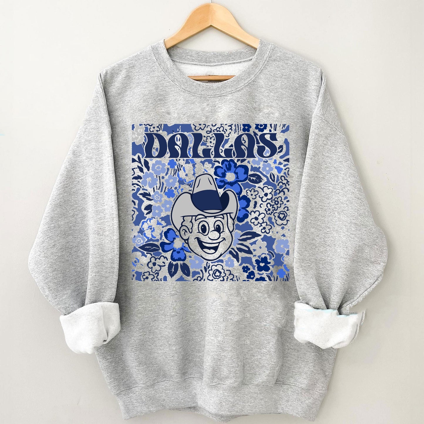 Dallas Team Mascot Shirt, Floral Spirit Mascot Sweatshirt, Game Day Tee, Abstract Flower Football Sports Shirt, Cheerleader Gift Shirt