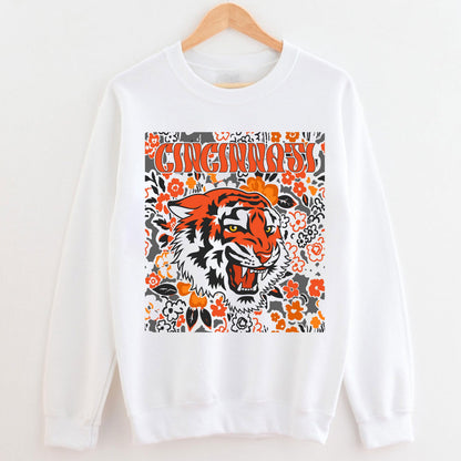 Cincinnati Team Mascot Shirt, Floral Spirit Mascot Sweatshirt, Game Day Tee, Abstract Flower Football Sports Shirt, Cheerleader Gift Shirt