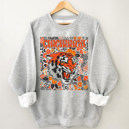 Cincinnati Team Mascot Shirt, Floral Spirit Mascot Sweatshirt, Game Day Tee, Abstract Flower Football Sports Shirt, Cheerleader Gift Shirt
