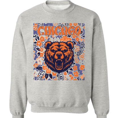 Chicago Team Mascot Shirt, Floral Spirit Mascot Sweatshirt, Game Day Tee, Abstract Flower Football Sports Shirt, Cheerleader Gift Shirt