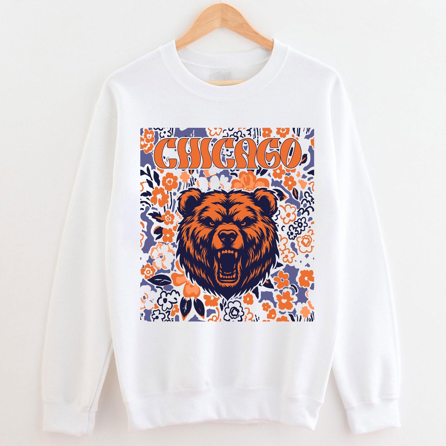 Chicago Team Mascot Shirt, Floral Spirit Mascot Sweatshirt, Game Day Tee, Abstract Flower Football Sports Shirt, Cheerleader Gift Shirt