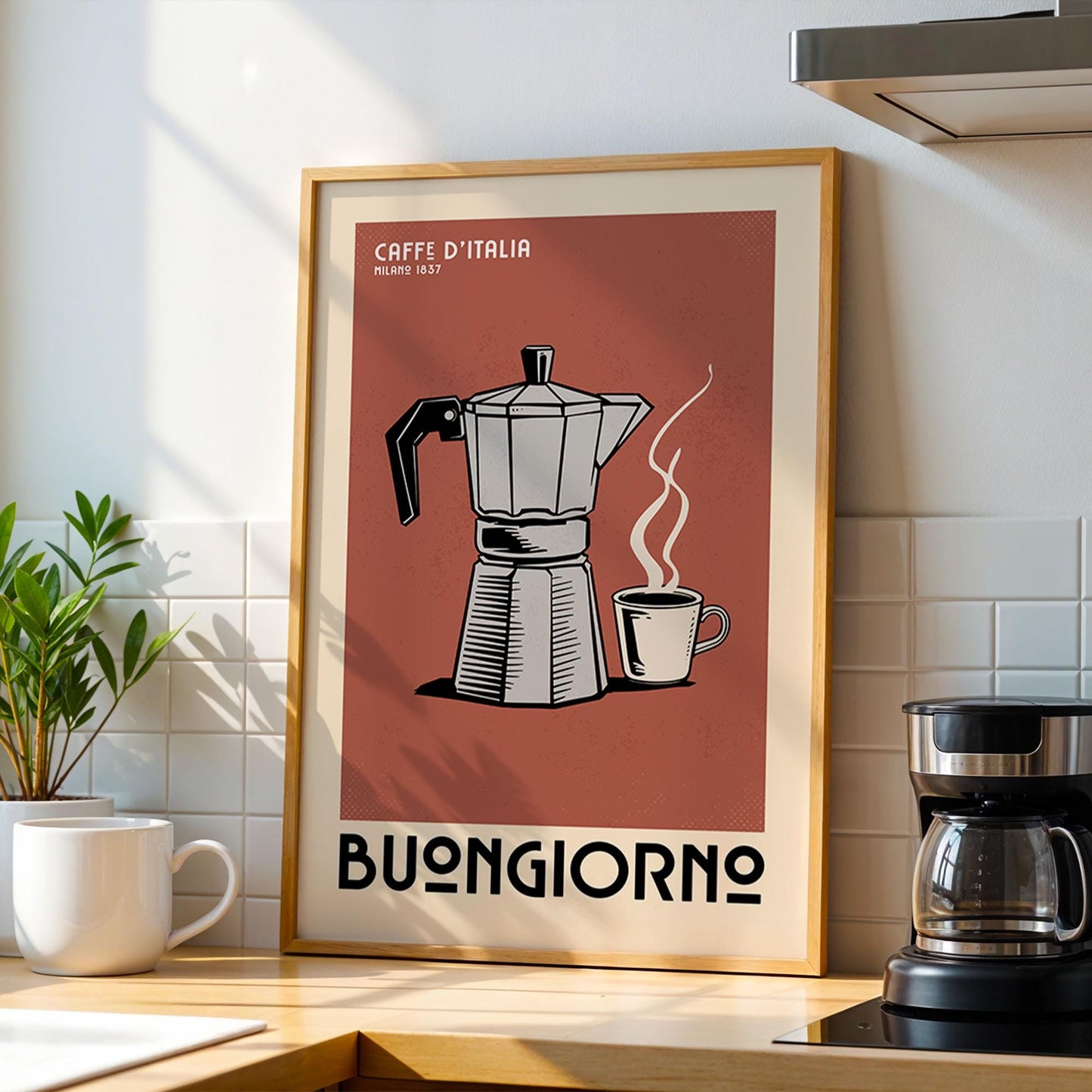 Italian Espresso Maker Coffee Poster, Coffee Bar Art Print, Kitchen Wall Art | Vintage Coffee Poster | Kitchen Art Print for Coffee Lover
