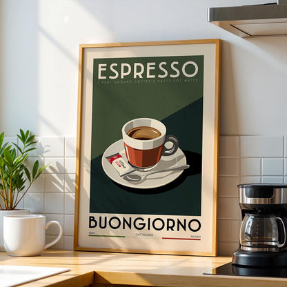 Espresso Coffee Poster, Kitchen Coffee Bar Art Print, Coffee Bar Sign | Vintage Coffee Poster | Coffee Gift for Coffee Lover