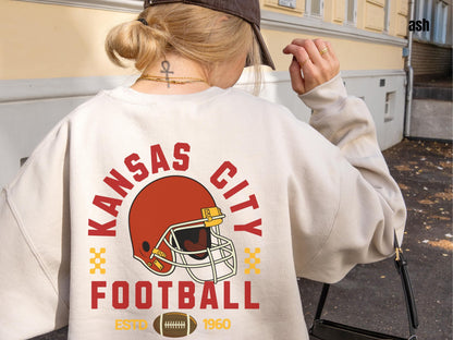 Kansas City Football Vintage 90s Style Shirt, Kansas City Football Crewneck Sweatshirt, Football Shirt, Kansas City Fan Gifts