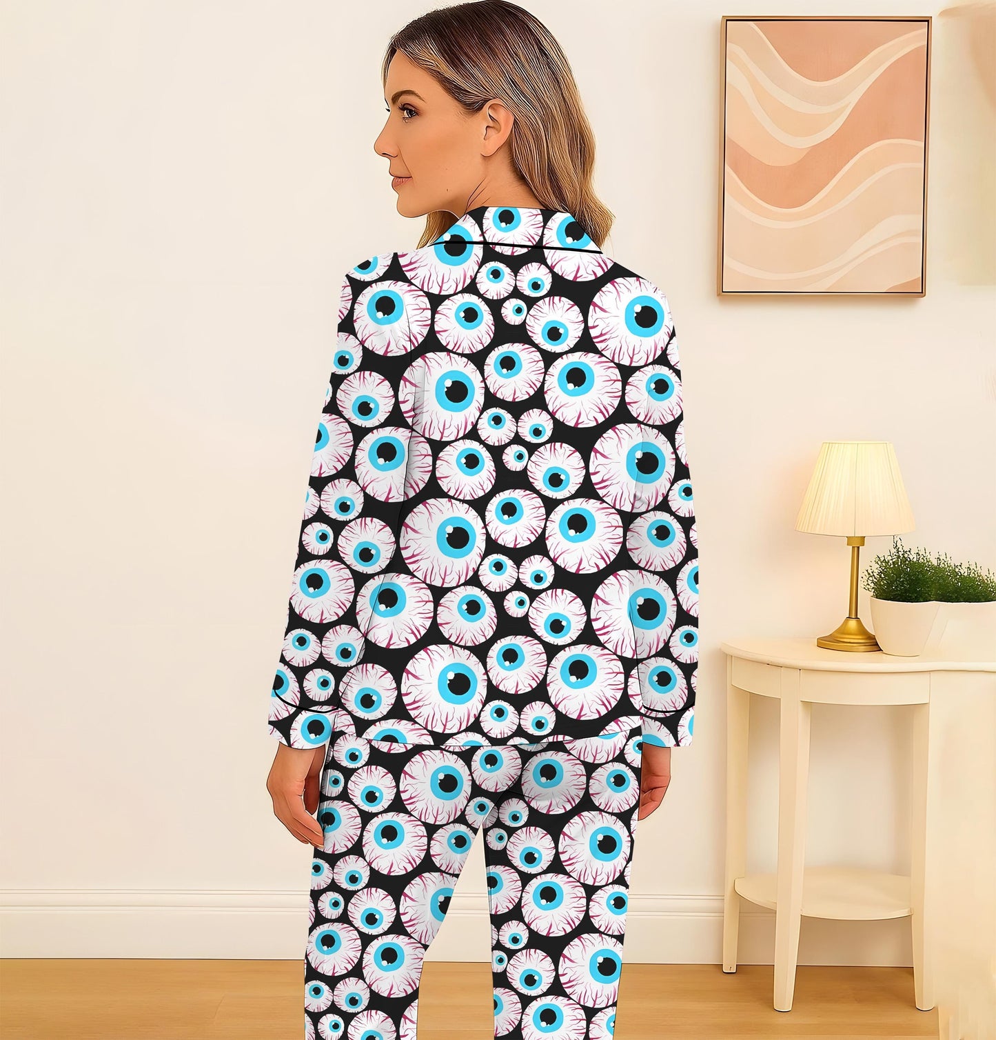 Halloween Scary Eye Ball Pajamas Set, Spooky Monster Eye Sleepwear, Creepy Halloween Homewear, Horror Holiday Nightwear, Spooky Season Gift