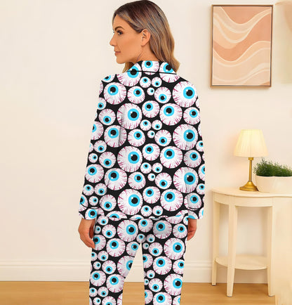 Halloween Scary Eye Ball Pajamas Set, Spooky Monster Eye Sleepwear, Creepy Halloween Homewear, Horror Holiday Nightwear, Spooky Season Gift