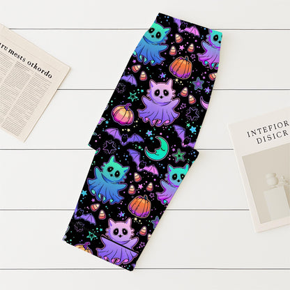 Halloween Neon Witch Cat Pumpkin Bat Pajamas Set, Neon Halloween Sleepwear, Halloween Night Homewear, Cozy Loungewear, Spooky Season Gift