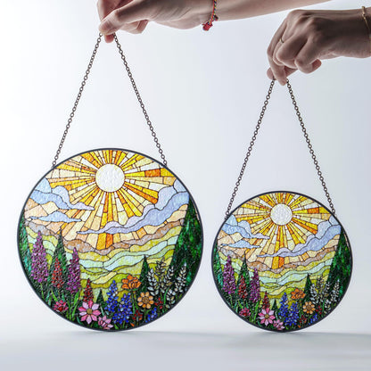 Vibrant Wildflower Meadow Stained Glass Suncatcher Window Hanging Gift for Mothers Day or Nature Lovers