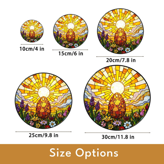 Sunrise egg floral stained glass suncatcher spring decor Easter window hanging gift for mom or nature lover