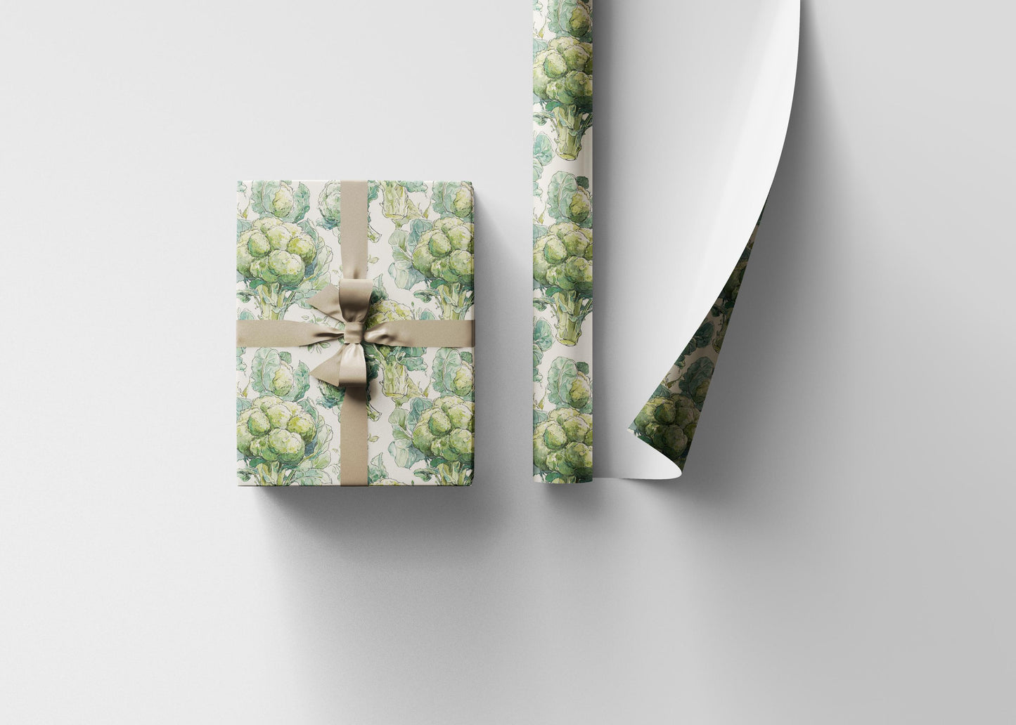 Farmers Market Wrapping Paper Roll Eco Rustic Broccoli Design Farm Fresh Vegetable Farmhouse Country Kitchen Gift Wrap #67