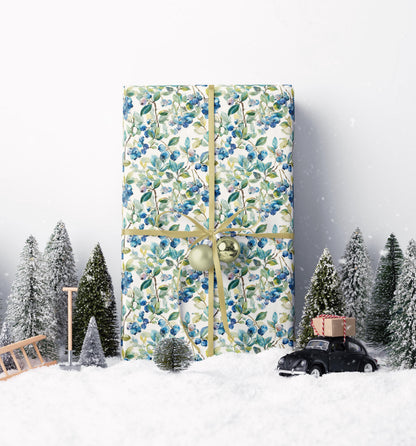 Farmers Market Wrapping Paper Roll Rustic Country Kitchen Blueberries Farm Fresh Fruit Eco Friendly Farmhouse Gift Wrap #82