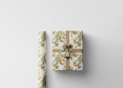 Farmers Market Wrapping Paper Roll Rustic Country Kitchen Potatoes Farm Fresh Vegetables Eco Farmhouse Organic Gift Wrap #93
