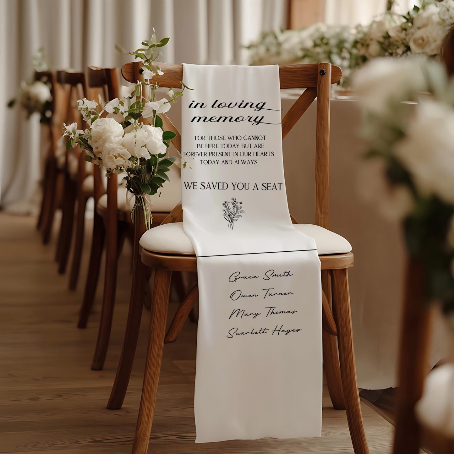 In Loving Memory Wedding Chair Banner, Memorial Seat Cover Sign, Personalized Remembrance Wedding Decoration, Custom Tribute Chair Banner