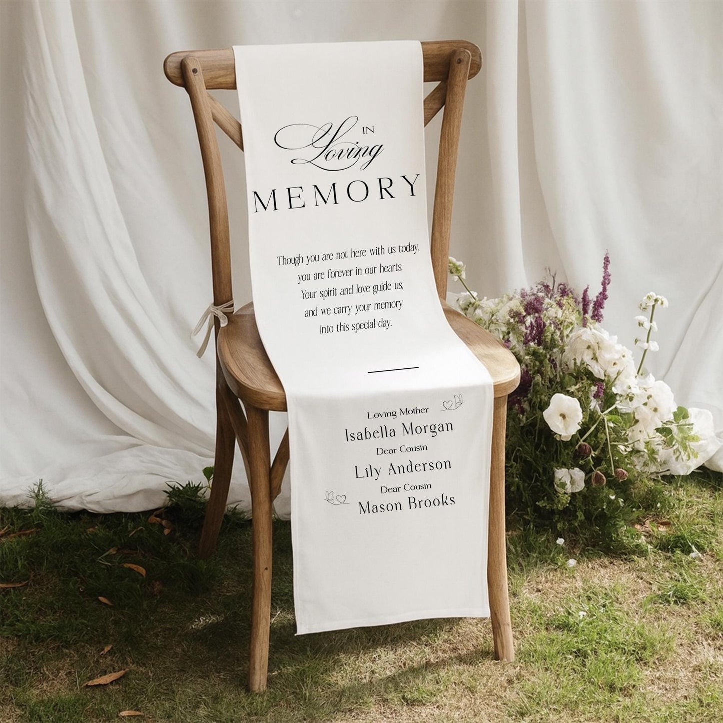 Wedding Aisle Decor, Reserved Banner for Loved Ones, Ceremony Tribute, Rustic Accent, Memorial Wedding Chair Sign, In Loving Memory Sign