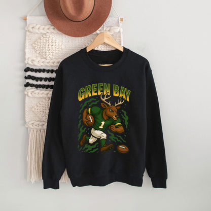 Graphic Green Bay Mascot Football Sweatshirt, Game Day Gift Shirt, Green Bay Football Fan Tee, Retro Green Bay Team Shirt, Sport Mascot Gift