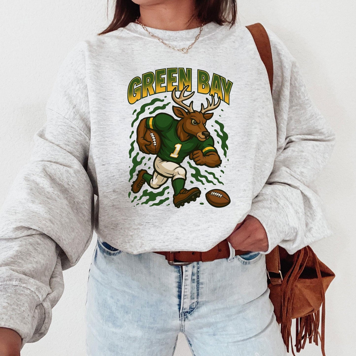 Graphic Green Bay Mascot Football Sweatshirt, Game Day Gift Shirt, Green Bay Football Fan Tee, Retro Green Bay Team Shirt, Sport Mascot Gift