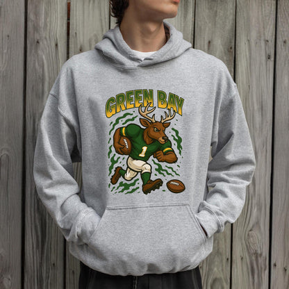 Graphic Green Bay Mascot Football Sweatshirt, Game Day Gift Shirt, Green Bay Football Fan Tee, Retro Green Bay Team Shirt, Sport Mascot Gift