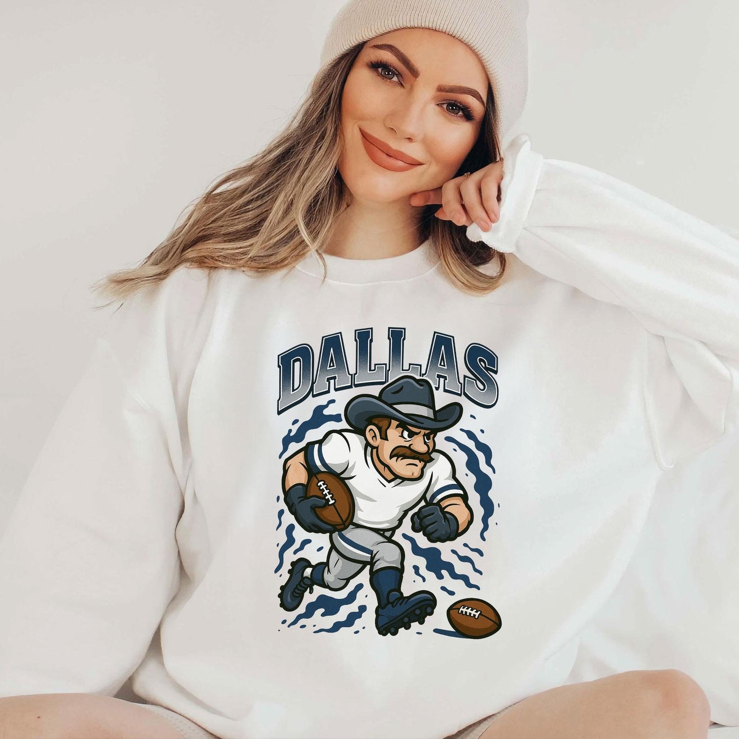 Graphic Dallas Mascot Football Sweatshirt, Game Day Gift Shirt, Dallas Football Fan Tee, Retro Dallas Team Shirt, Sport Mascot Gifts