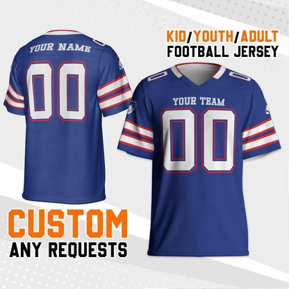 Personalized Buffalo Blue Football Jersey, Custom Shirt For Adult Kid, Game Day Outfit For American Football Fan, Gift for Him, Gift for her