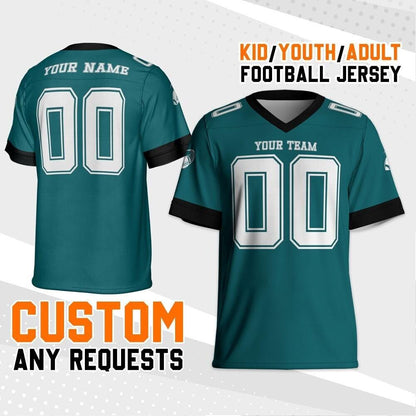 Personalized Eagle Green Football Jersey, Custom Shirt For Adult Kid, Game Day Outfit For American Football Fan, Gift for Him,Gift for her