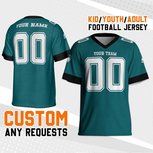 Personalized Eagle Green Football Jersey, Custom Shirt For Adult Kid, Game Day Outfit For American Football Fan, Gift for Him,Gift for her