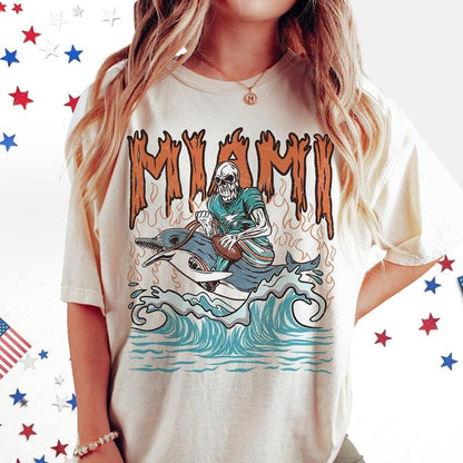 Miami Football Skull Vintage Shirt, Gift For Fan Football Game Day Unisex Shirt