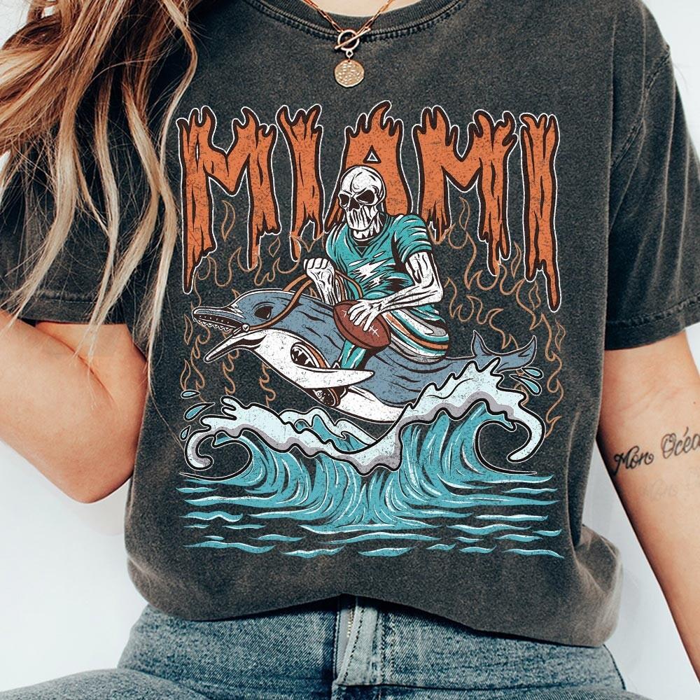 Miami Football Skull Vintage Shirt, Gift For Fan Football Game Day Unisex Shirt