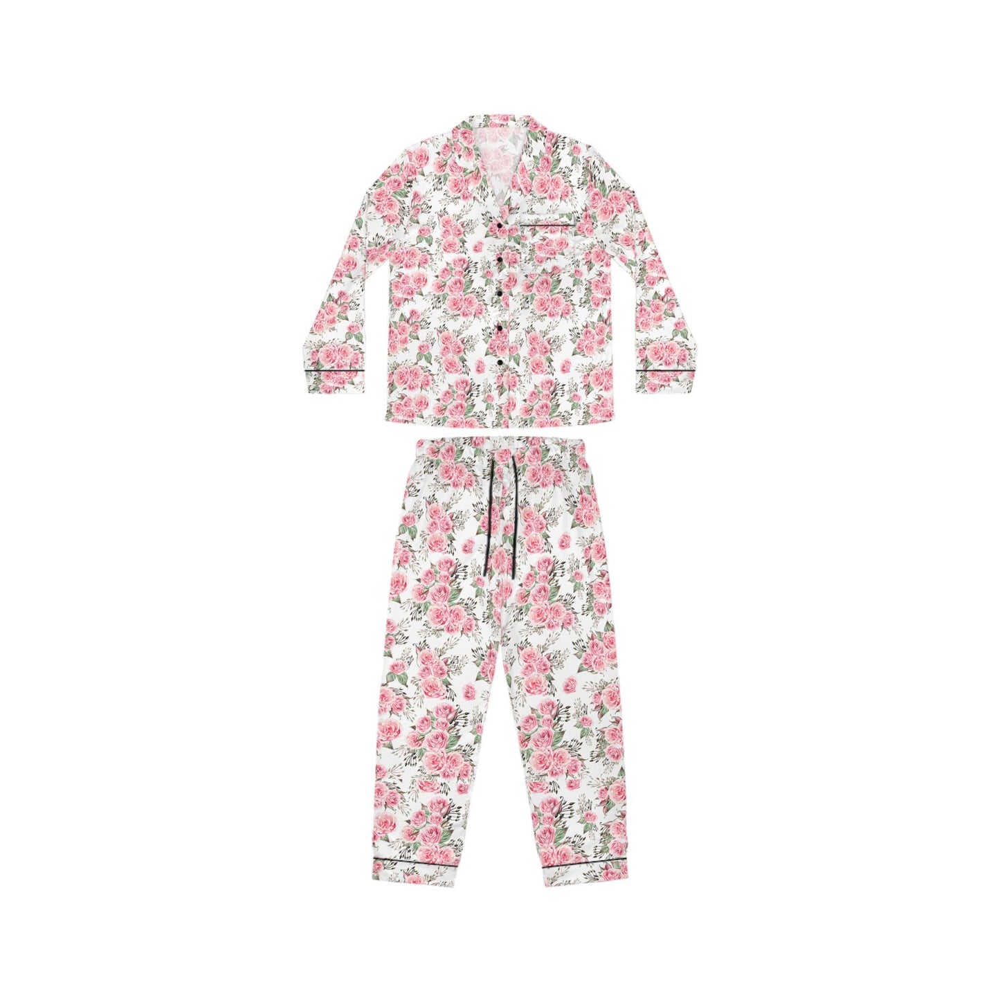 Satin Pajama Set – Bridgerton-Inspired Bridal Sleepwear | Rose Floral Silk Pajamas for Bride & Bridesmaids