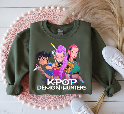 Huntrix Girls Shirt, Kpop Demon Hunters T-shirt, Vintage Huntrix Shirt, Huntrix Fan Shirt Gift, Rumi Zoey Mira Graphic Shirt, Kpop Huntrix