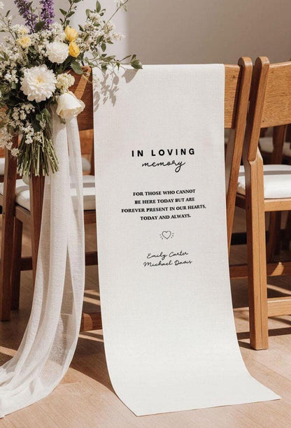 In Loving Memory Wedding Chair Banner, Reserved Memorial Sign, Personalized Wedding Tribute, We Saved You a Seat, Remembrance Decor