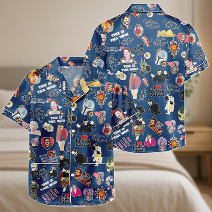 Pedro Pascal Pajama Set, Fan Collage Satin Shorts and Shirt, Funny Celebrity Sleepwear, Pop Culture Lounge Gift for Her