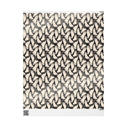 Spooky Halloween Wrapping Paper Roll, Cute Ghosts Gift Wrap, Custom Trick or Treat Packaging for October Gifts