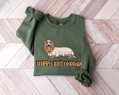 Happy Halloweenie Shirt, Ghost Dachshund Shirt, Funny Halloween Shirt, Doxie Dog Mom Gift, Halloween Dog Shirt