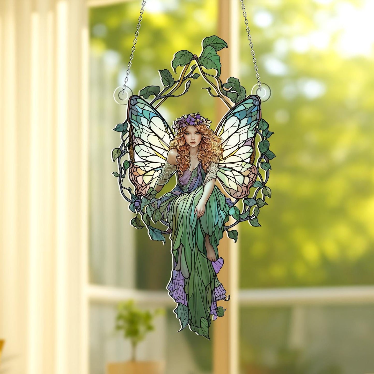 Patrick's Day Fairies Faux Stained Glass, Patrick's Day Suncatcher, Patrick's Day Window Hanging, Lucky Shamrock Decor, Irish Magical