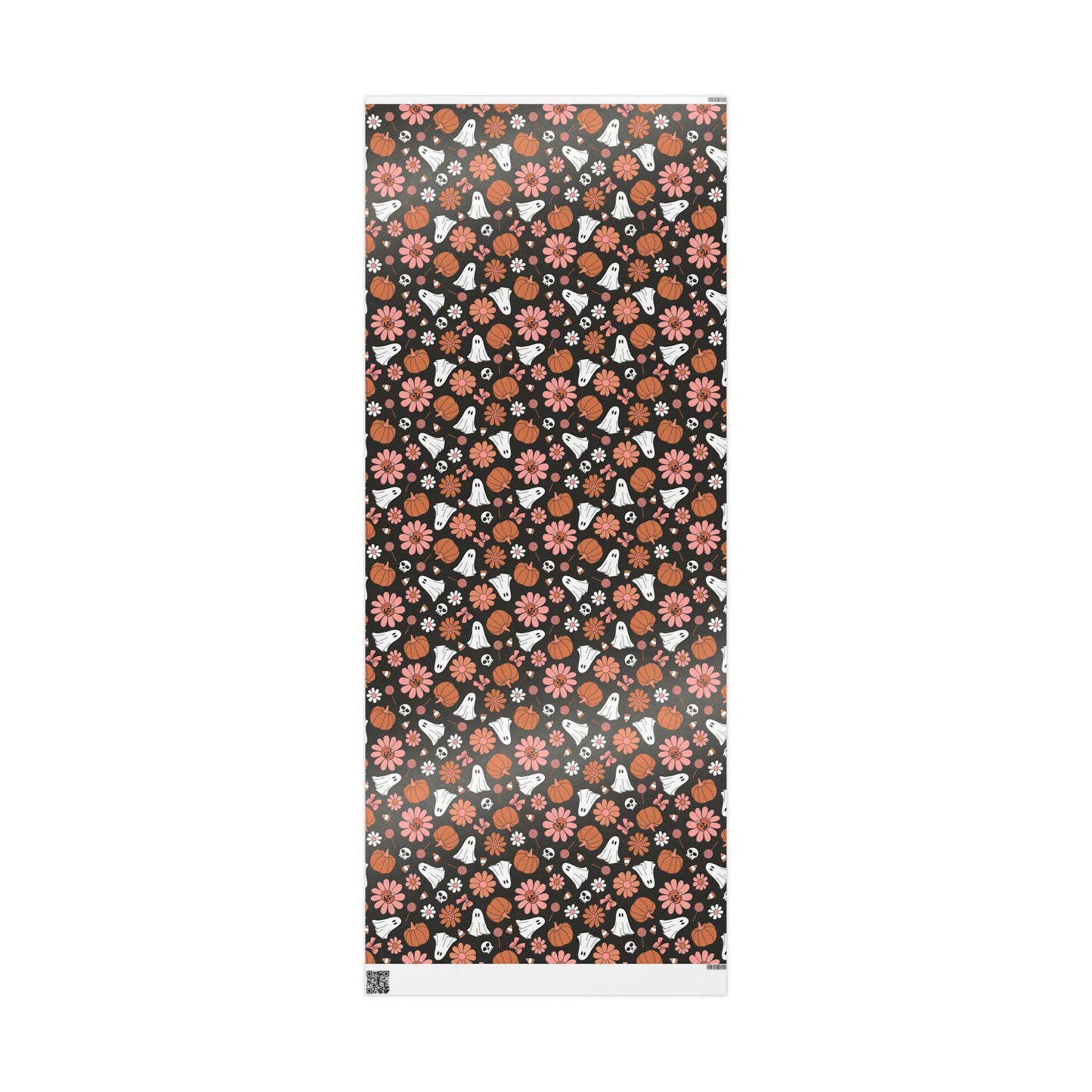 Ghost and Pumpkin Halloween Wrapping Paper Roll, Trick or Treat Spooky Gift Wrap for October Groovy Retro Party Packaging