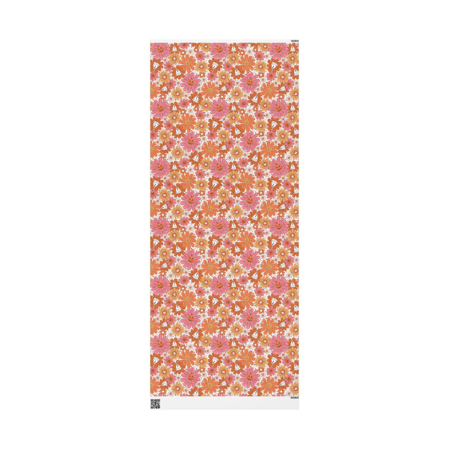 Groovy Halloween Wrapping Paper Roll, Retro 70s Halloween Gift Wrap, Colorful Funky Ghosts and Pumpkins for Spooky Fall Parties