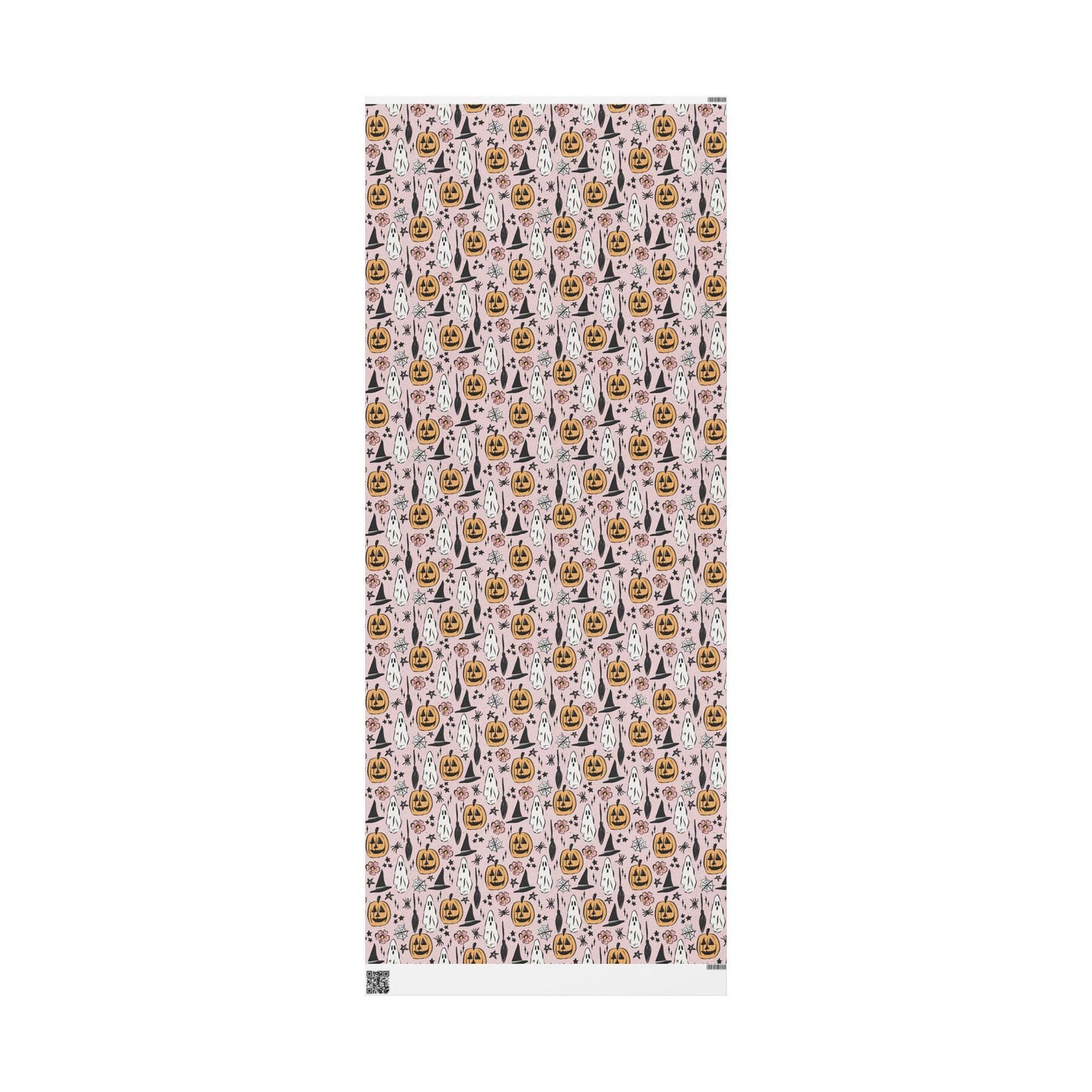 Halloween Wrapping Paper Roll, Retro-Inspired Gift Wrap with Ghosts, Pumpkins and Stars, Vintage Spooky Vibes
