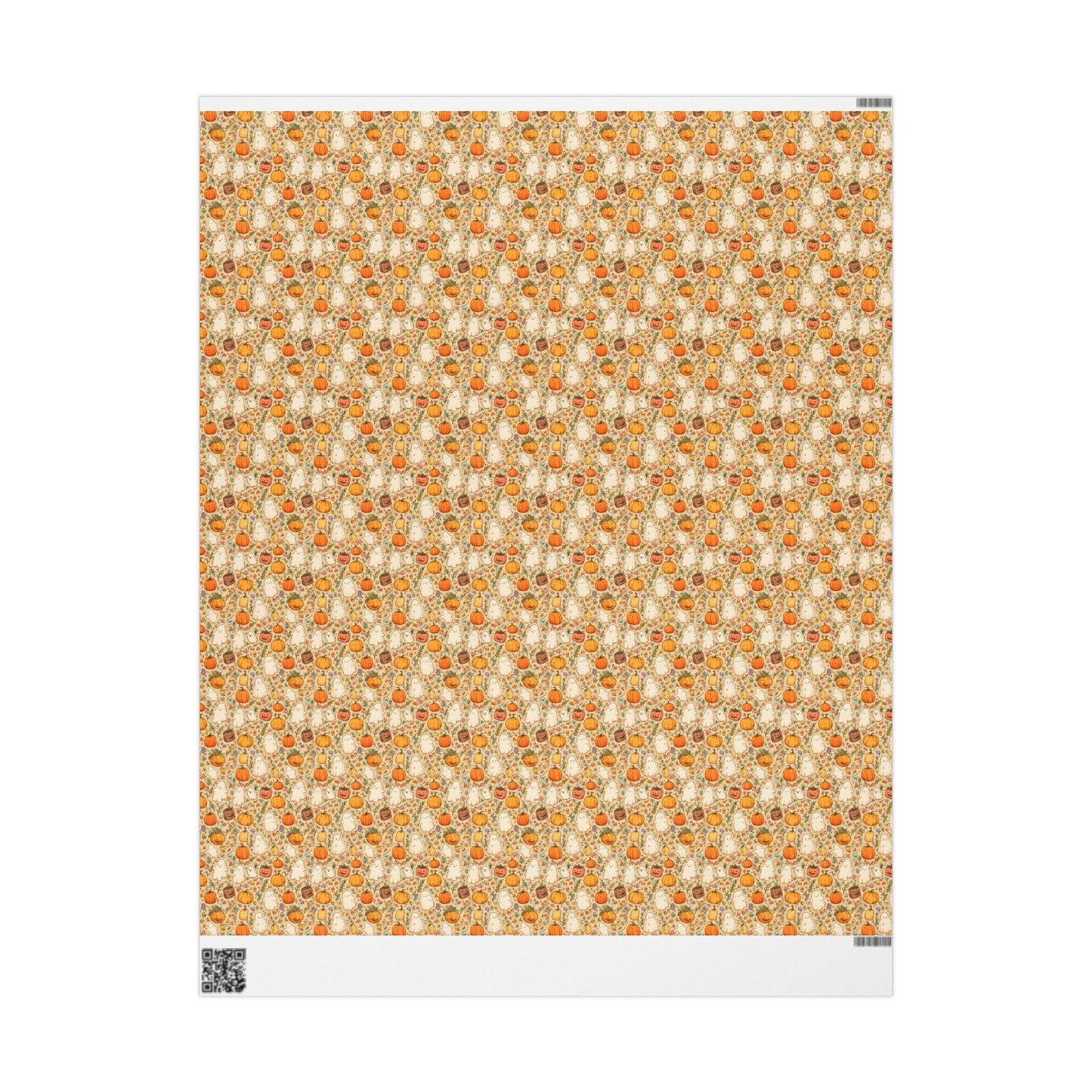 Cute Halloween Gift Wrap Roll, Watercolor Style Wrapping Paper with Ghosts and Pumpkins, Fall Pastel Spooky Vibes