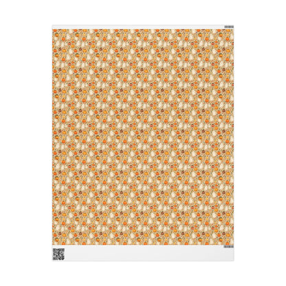 Cute Halloween Gift Wrap Roll, Watercolor Style Wrapping Paper with Ghosts and Pumpkins, Fall Pastel Spooky Vibes