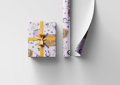 Cute Halloween Wrapping Paper Roll, Fun and Spooky Gift Wrap with Pumpkins, Ghosts  for Kids Gifts and Party Favors