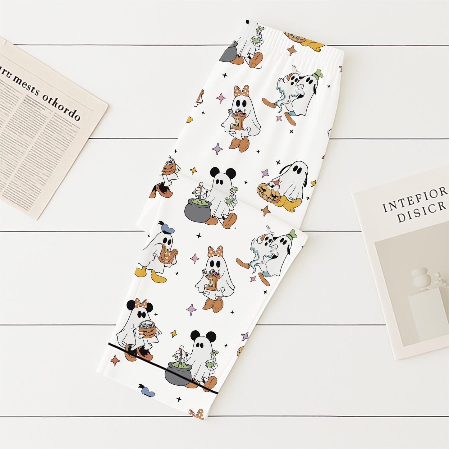 Halloween WDW Ghost Pajamas Set, Halloween Ghost Mouse Sleepwear, Cute Cartoon Homewear, Cozy Fall Nightwear, Trick Or Treat Pajamas