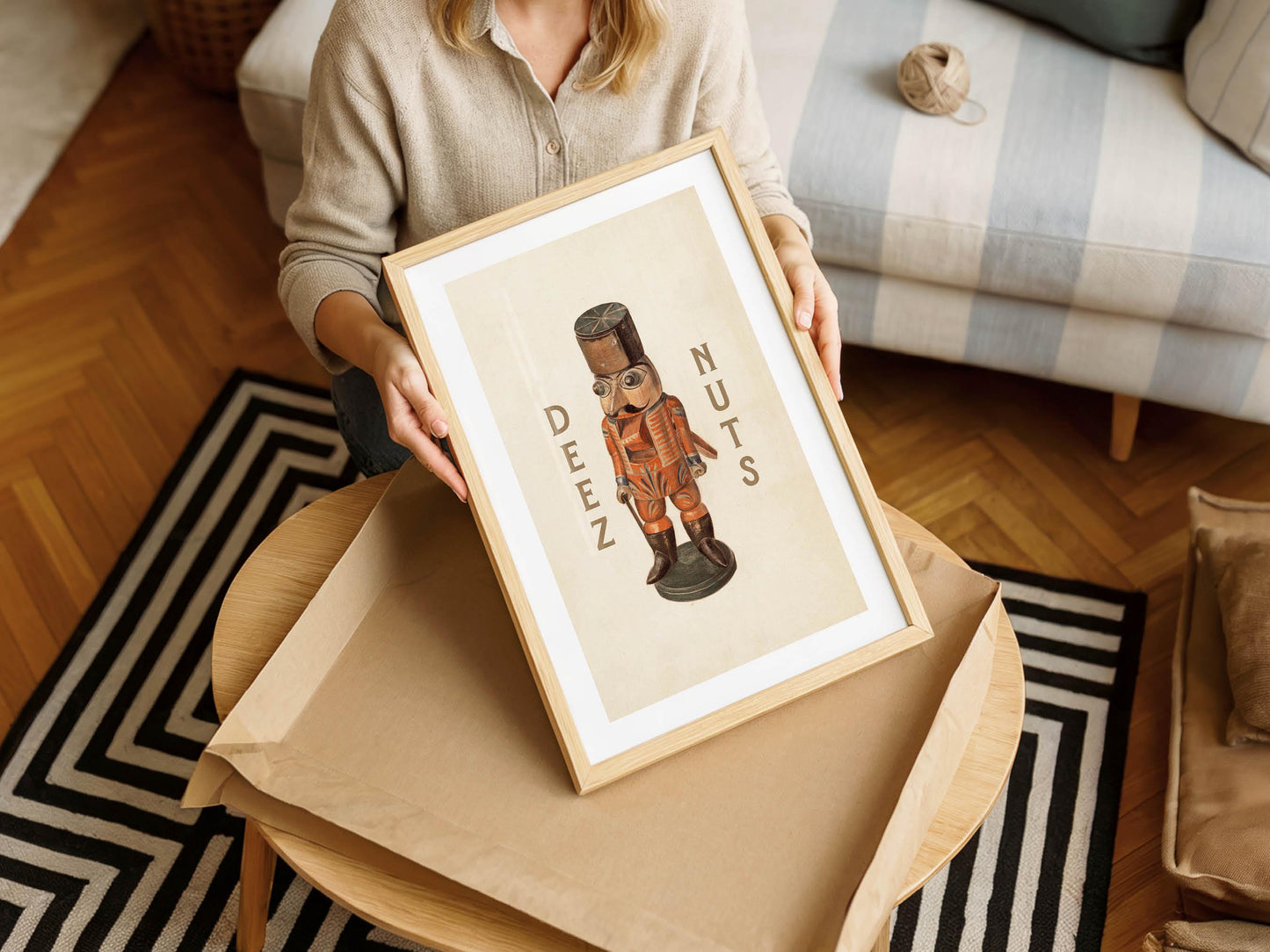 Nutcracker Print Retro Christmas Art Deez Nuts Poster Holiday Themed Kitchen Wall Art Festive Gift for Home Decor Christmas Kitchen Decor