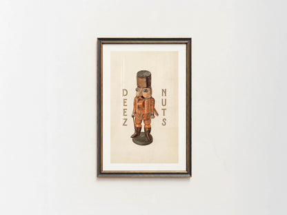 Nutcracker Print Retro Christmas Art Deez Nuts Poster Holiday Themed Kitchen Wall Art Festive Gift for Home Decor Christmas Kitchen Decor