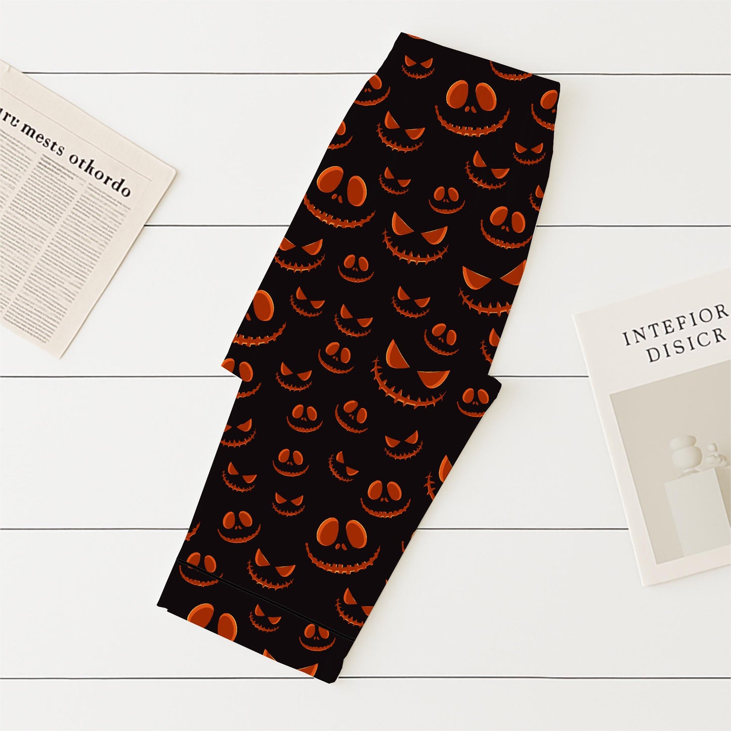 Halloween Pumpkin Face Pajamas Set, Scary Pumpkin Sleepwear, Halloween Pattern Homewear, Spooky Season Gift, Halloween Gift