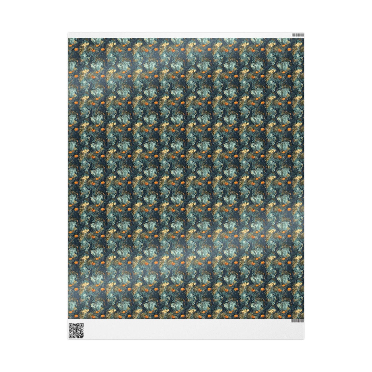 Spooky Forest Halloween Wrapping Paper Roll, Haunted Tree and Foggy Woods Gift Wrap for Scary October Packaging