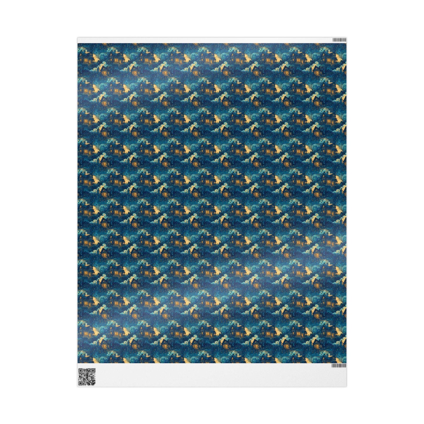 Haunted Mansion Wrapping Paper Roll, Spooky Halloween Gift Wrap with Bats, Ghosts, and Gloomy House Scene