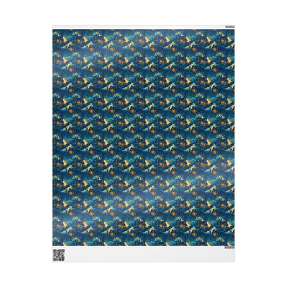 Haunted Mansion Wrapping Paper Roll, Spooky Halloween Gift Wrap with Bats, Ghosts, and Gloomy House Scene