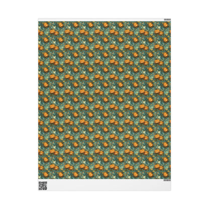 Spooky Jack o Lantern Halloween Wrapping Paper Roll, Creepy Pumpkin Face Gift Wrap for Trick or Treat and Haunted Fall Parties