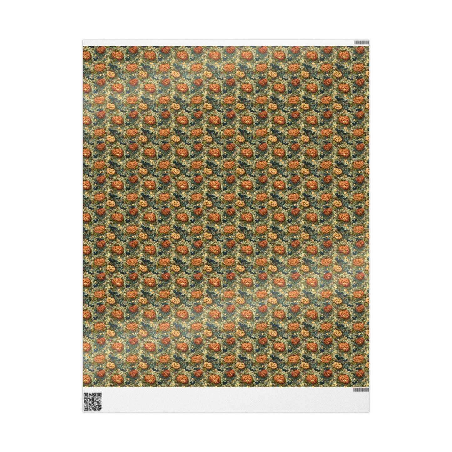 Halloween Gift Wrap Roll with Jack-o-Lantern Faces, Creepy Pumpkin Spooky Wrapping Paper for October Gifting